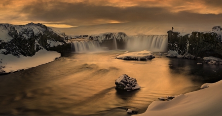 Waterfall - winter, water, amazing, waterfall