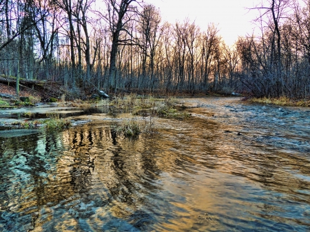 Cold Canadian River - River, Reflections, Icy water, Fall