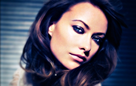 Olivia Wilde - face, beauty, actress, olivia wilde, girl, woman, blue