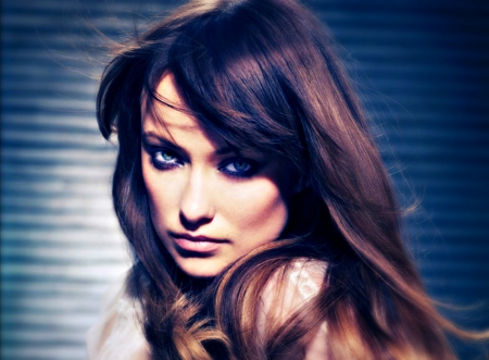 Olivia Wilde - face, beauty, actress, olivia wilde, girl, woman, blue