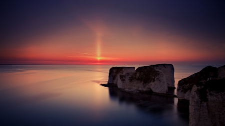 superb sunset over coastal cliffs - horizon, cliffs, coast, sunset, sea