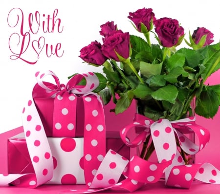 â™¥With Loveâ™¥ - love, roses, gift, romance, flowers