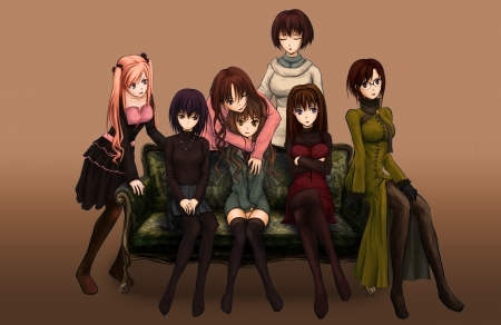 MahÅtsukai no Yoru - people, kumari kojika, may riddell archelot, kuonji alice, suse yuika, suse ritsuka, aozaki aoko, anime, friends, mahotsukai no yoru, group, aozaki touko