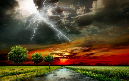 * Nature beauty * - nature, roud, storm, light