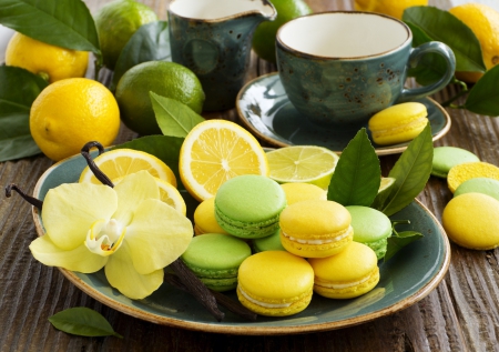 * Macaroons * - yellow, green, cookies, food, macaroons