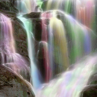 cascading rainbow waterfall