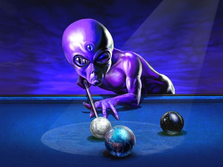 PLAYING BILLIARDS - pool, alien, billiard, play, planets