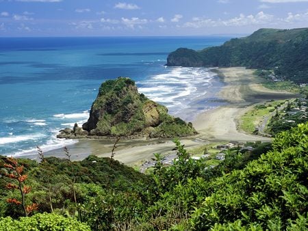 piha beach - surfing, fishing, new zealand, swimming