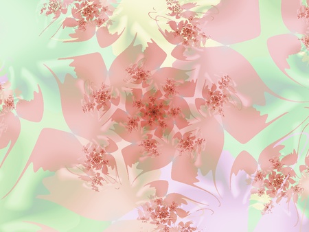 Flowery - green, art, pink flowers