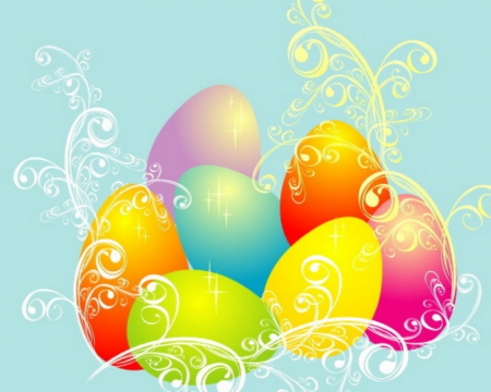 Easter eggs - eggs, easter, colorful, vector