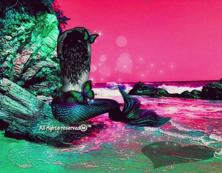 Beauty Beyond Me  - mermaids, oceans, beaches, beauty, pink