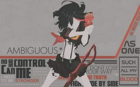 AMBIGUOUS - ambiguous, female, red, torn clothes, anime, gloves, kill la kill