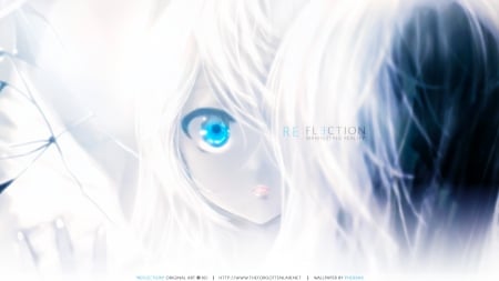 Reflection - anime, white, female, reflection