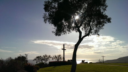 Serra Cross (Ventura, Ca.) - cross, sky, ocean, california, serra, ventura