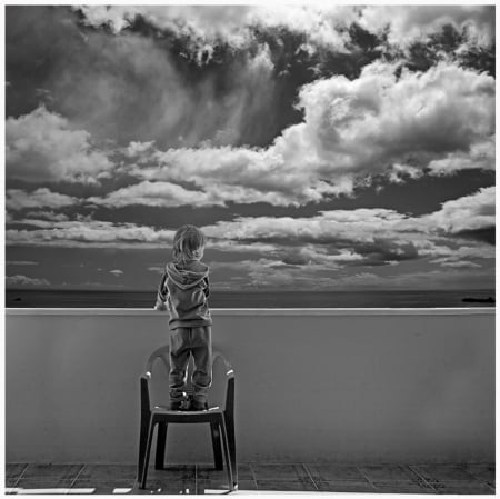 *Wisdom* - clouds, infinity, On the horizon, wisdom, photography, black and white, sky