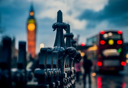 London - bokeh, england, sky, london, nature, city lights, clouds, splendor, city, rainy, lights