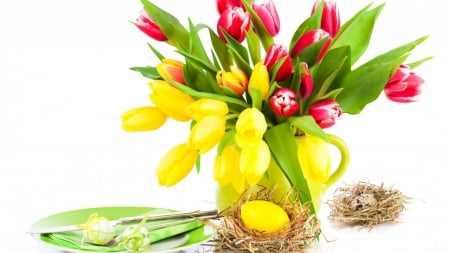 Easter Tulip! - passover, yellow, pink, easter, tulip, spring