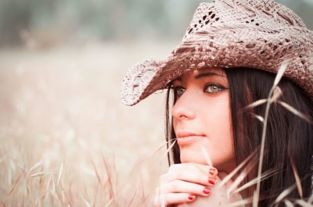 Green Eyes - woman, green, cowgirl, eyes