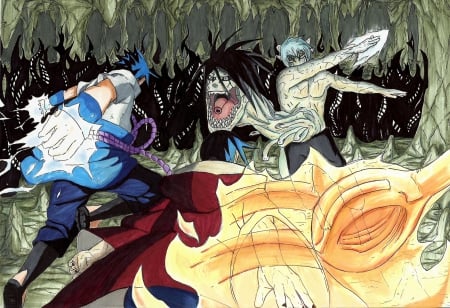 Brothers Vs Dragon - amaterasu, uchiha, mangekyo, susanoo, sage mode, missing nin, naruto, battle, shinobi world war arc, anime, s rank, manga, chakra scalpel, uchiha clan, medic ninja, shinobi, sasuke, orochimaru true form, sharingan, chidori, brothers vs the dragon, kabuto yakushi, fourth shinobi world war, itachi