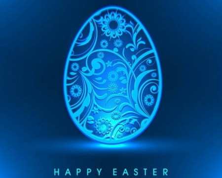 Happy Easter - vector, egg, Easter, blue