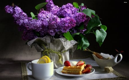 Still life - purple, flowers, still life, lilac