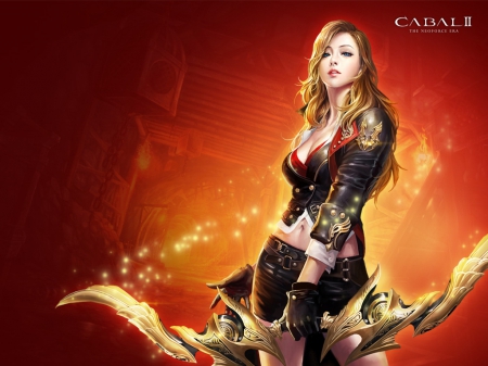 Archer - red, fantasy, cabal ii, game, archer, orange, girl, woman