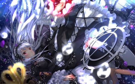 |βяσκɛи| - Cute, Sweet, Suigintou, Lovely, Anime, Dark, Tears, Long Silver Hair, Colorful, Loli, Rozen Maiden, Beautiful, Black Clothes, Girl, Wonderful, Adorable, Black Ribbon, Falling Apart