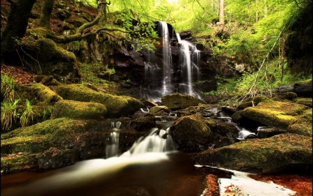 Kenmore Falls, Worthshire, England - nature, waterfalls, england, forest