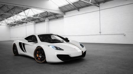 McLaren - white, vehicle, cars, mclaren