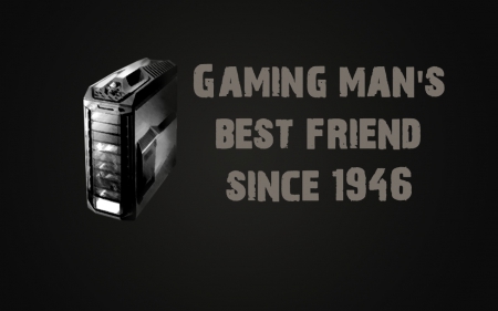 Gaming man's best friend since 1946 - gaming, games, best friend, black and white, computers