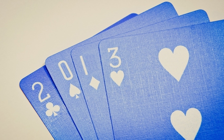 Blue playing cards - white, playing cards, heart, blue