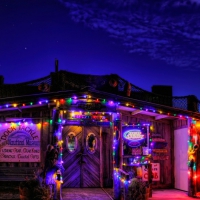 seafood restaurant in oregon on a holiday night hdr