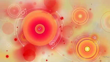 Hypnotized - targets, abstract, paint, bright, splatter, splash, orange