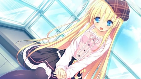 I Always Be Your Side or, Be With You - BG, Takura Anzu, Beauty Eyes, HighSchool Lady, Colours, Side, Anime, Wall, Girl, Beauty, Blond Hair, Love, New, Clover Days