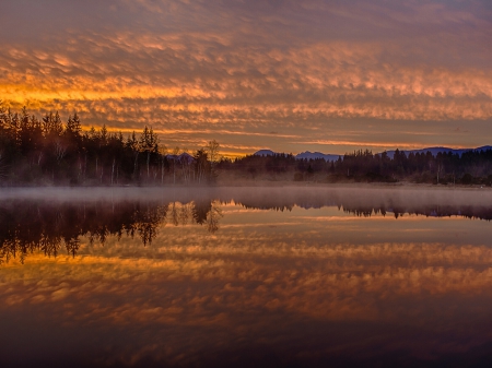 Sunset - lake, amazing, sunset, clouds