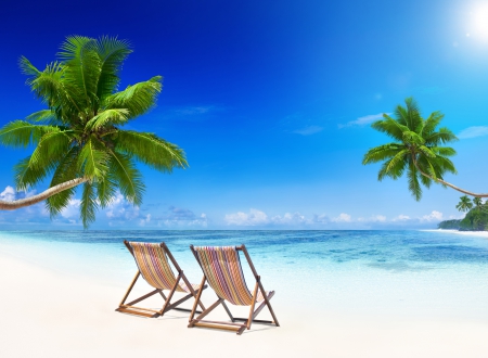 â™¥Summer Vacationâ™¥ - vacation, sky, sunshine, beach, blue, palms, tropical, sea