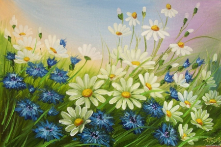 Painting - soft, flowers, daisies, still life, painting