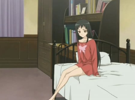 BedRoom - pretty, anime, female, long hair, home, strawberry panic, bed, nice, house, anime girl, beautiful, girl, beauty, lovely, bedroom, sweet, black hair, yaya