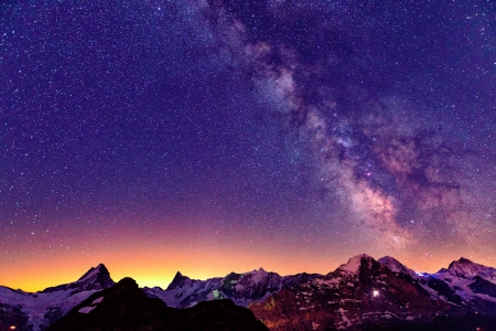 Purple night - mountains, purple, sky, purple night