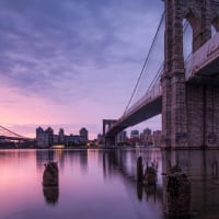 marvelous purple sunset on nyc bridges hdr