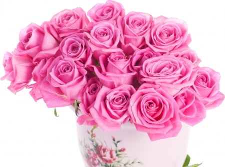 Roses in vase - vase, rose, flower, pink roses