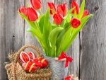 tulips and easter eggs