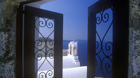 Santorini (Greece) - Greece, Santorini, windows, seas, window, sea