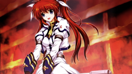 Help Me Win, My Partner - BG, Colours, Warrior, Anime, Wall, Girl, Beauty, MSL, New, Nanoha, HighSchool