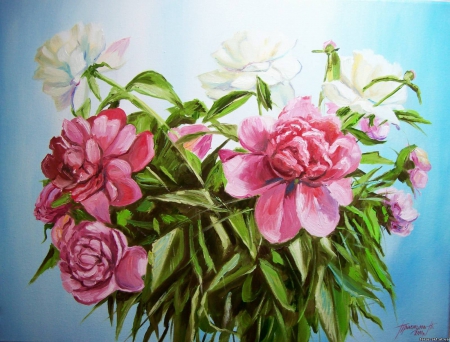 Painting - painting, abstract, flowers, pink