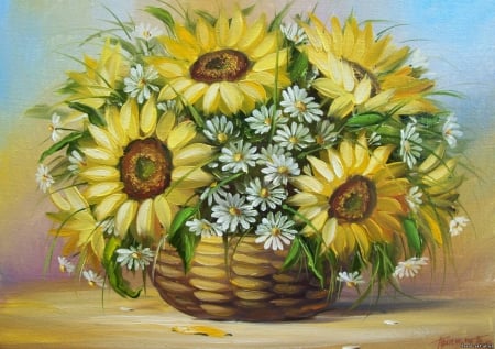 Painting - flowers, yellow, painting, abstract