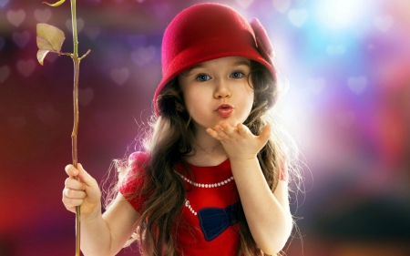 Flying Kiss - flying, girl, kiss, cute, little