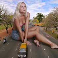 Giantess Jenni Gregg on a Highway