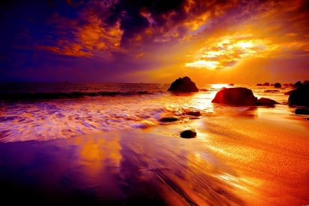 SUNSET HORIZON - nature, horizon, beach, sunset