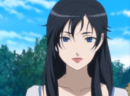 Diva - pretty, anime, female, long hair, emotional, sad, blood plus, sorrow, nice, sky, blue eyes, bloodplus, anime girl, beautiful, girl, beauty, lovely, sweet, diva, black hair, cloud